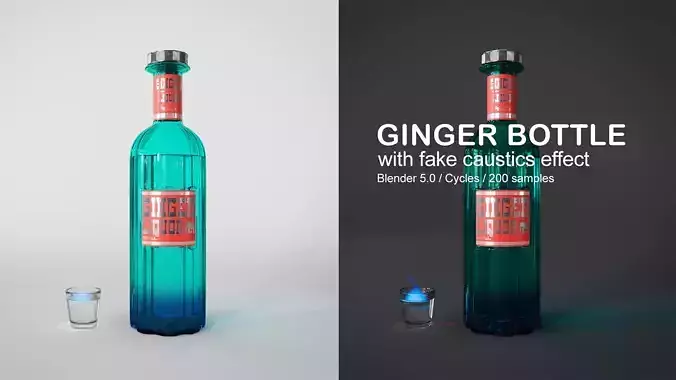 Ginger Bottle with Caustics Effect 3D model