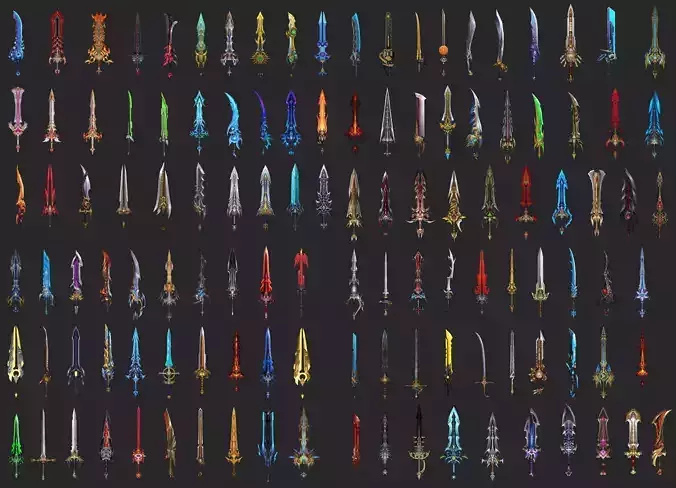 Ultimate Fantasy Low Poly Swords Collection - 500 Models 