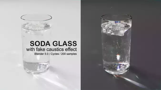 Soda glass and ice with fake caustics effect