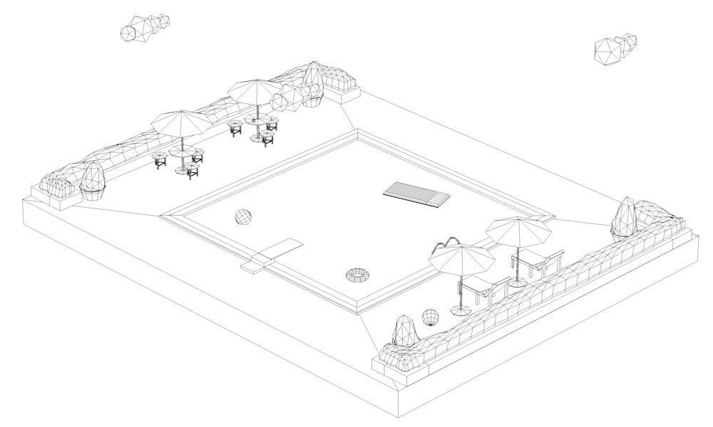 Low Poly Swimming Pool Low-poly 3D model_3