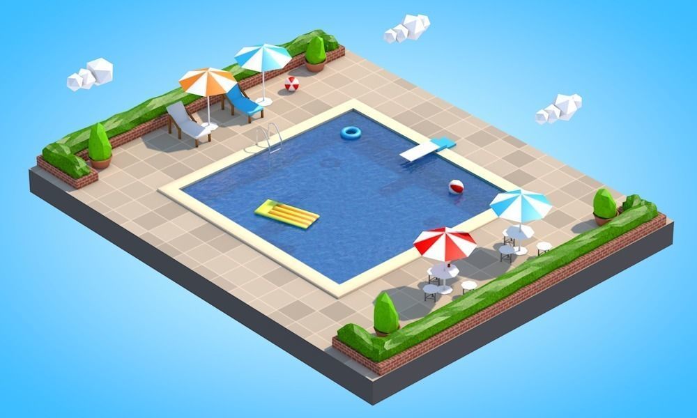Low Poly Swimming Pool Low-poly 3D model_0