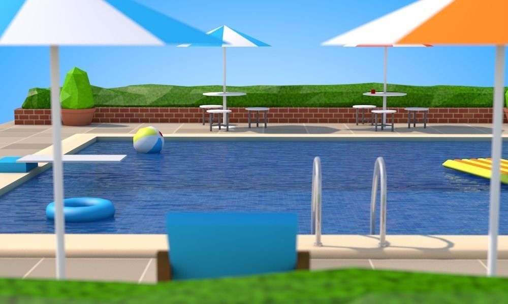 Low Poly Swimming Pool Low-poly 3D model_2