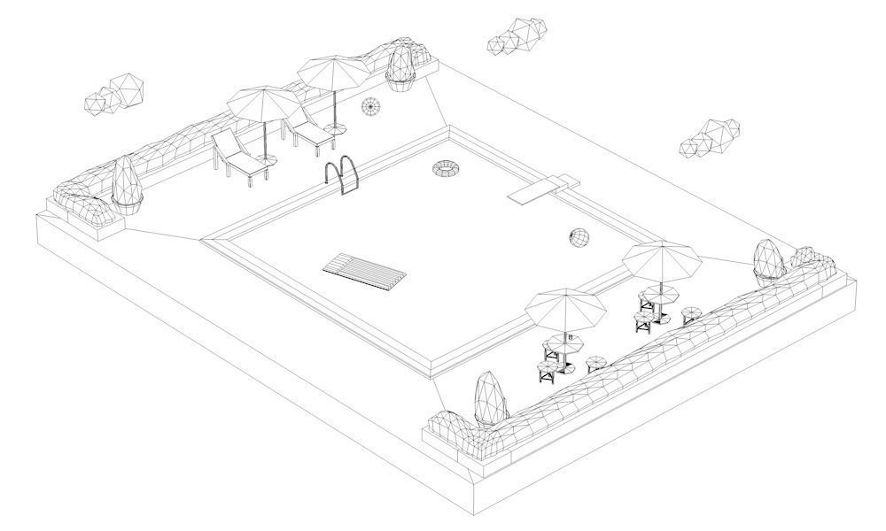 Low Poly Swimming Pool Low-poly 3D model_4