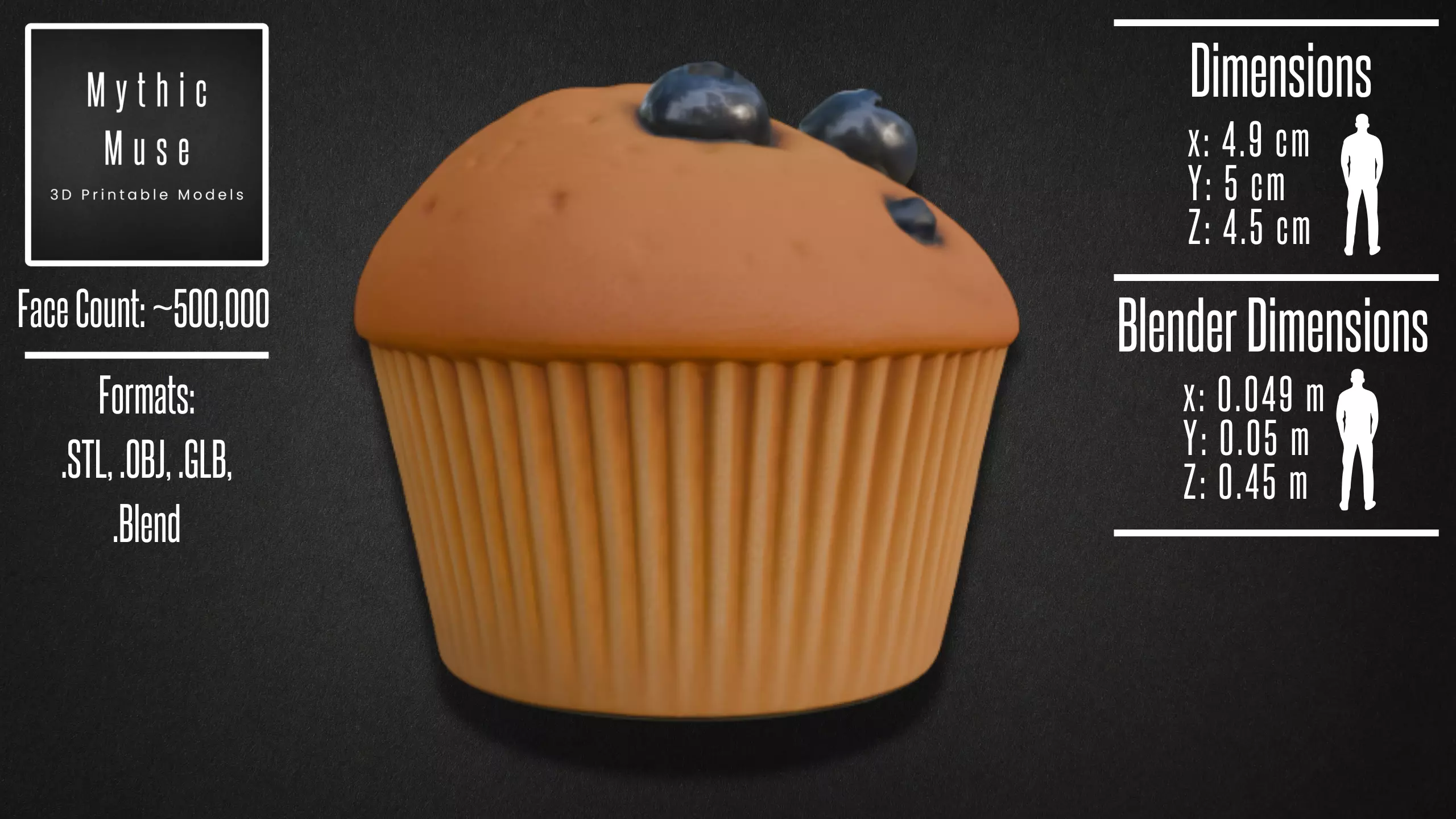 Realistic Blueberry Muffin Model 3D model_4