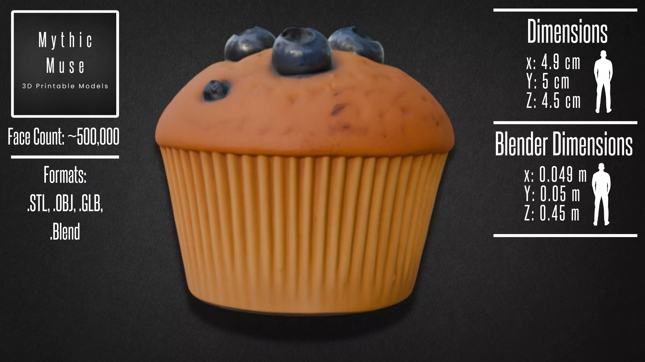 Realistic Blueberry Muffin Model 3D model_5