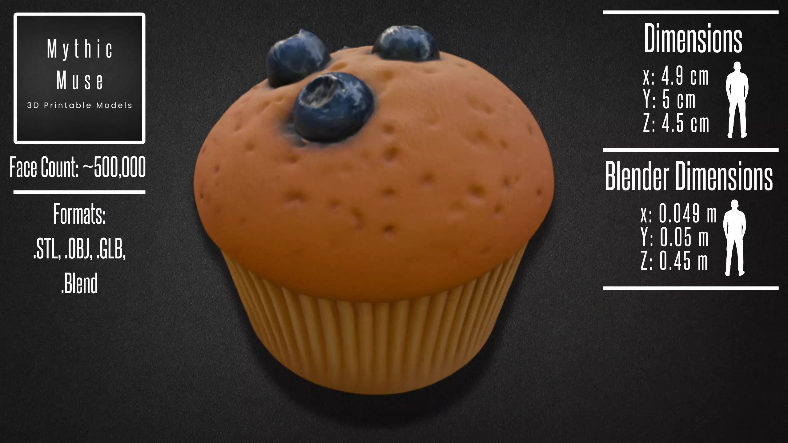 Realistic Blueberry Muffin Model 3D model_2