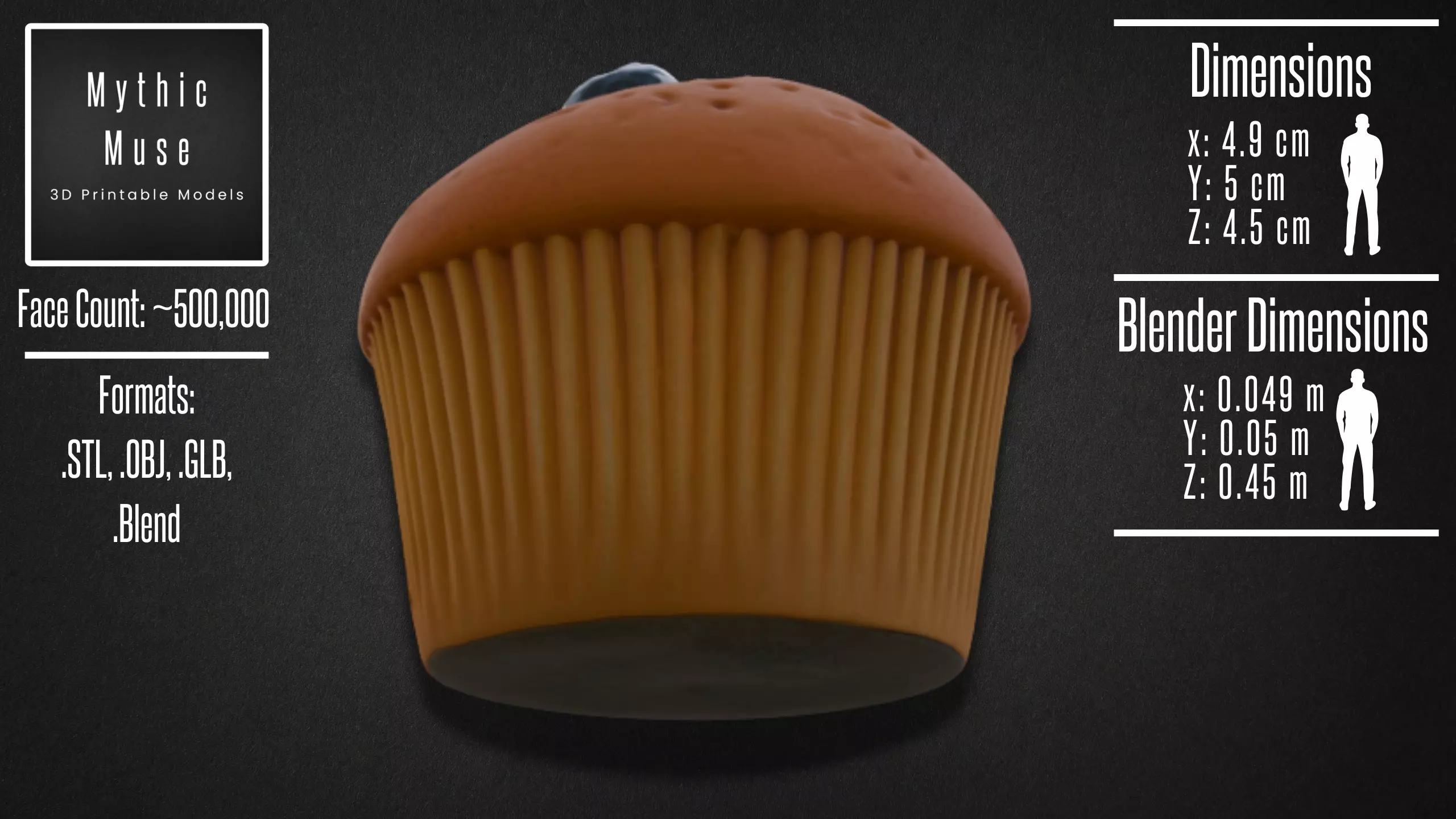 Realistic Blueberry Muffin Model 3D model_6