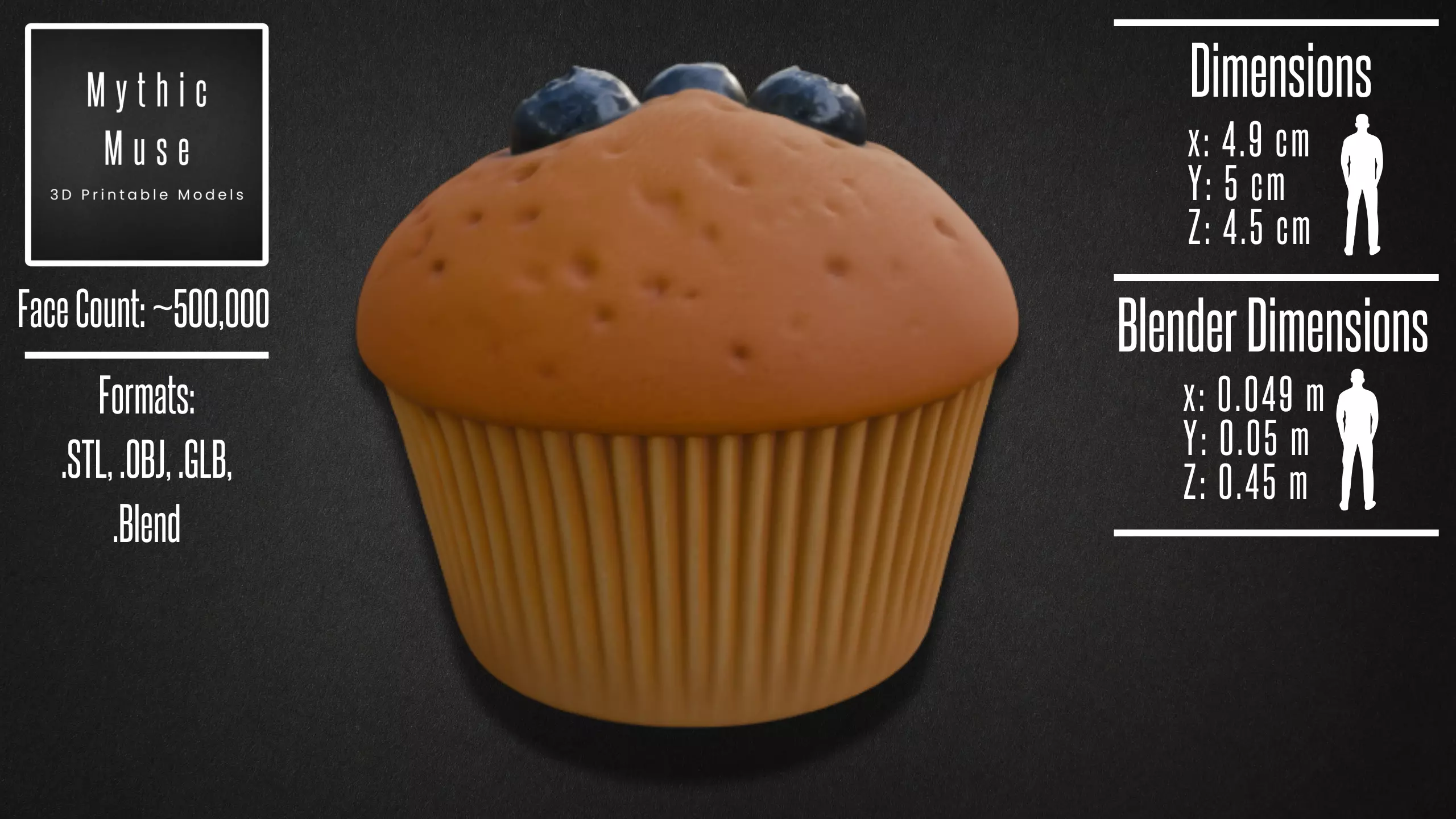 Realistic Blueberry Muffin Model 3D model_3