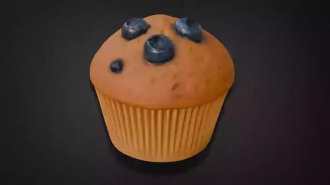 Realistic Blueberry Muffin Model 3D model