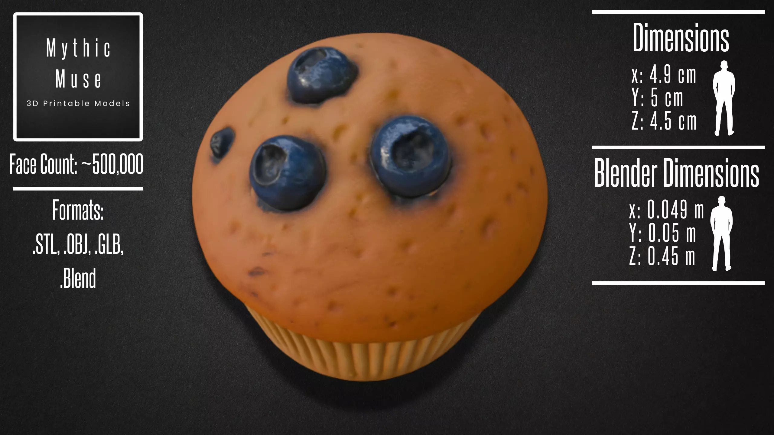 Realistic Blueberry Muffin Model 3D model_1