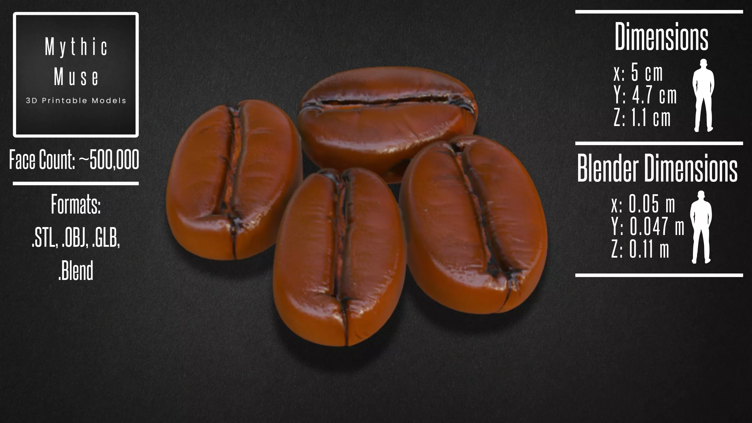 Realistic Coffee Beans Model 3D model_1