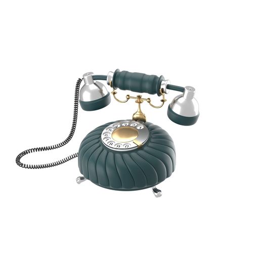 Retro styled phone in dark blue 3D model