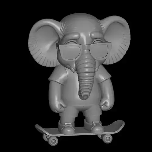 skateboarder elephant 3D print model