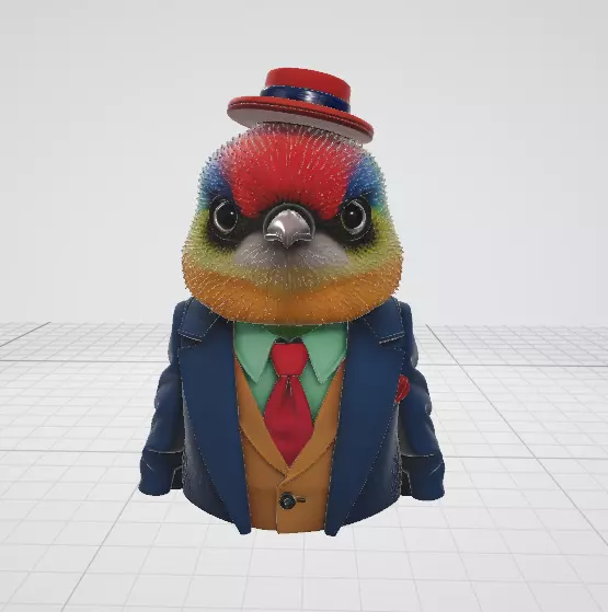 Birds in suit 3D model 3D model