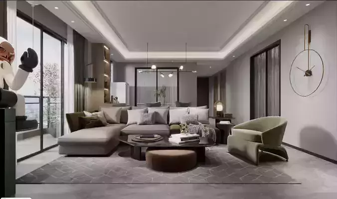 Living room and bedroom13 3D model