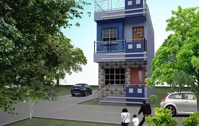 Small home Low-poly 3D model