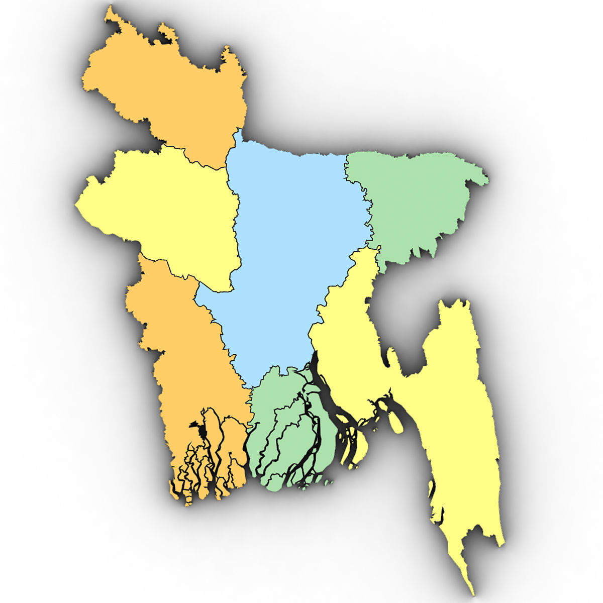 3d Political Map of Bangladesh 3D model_5