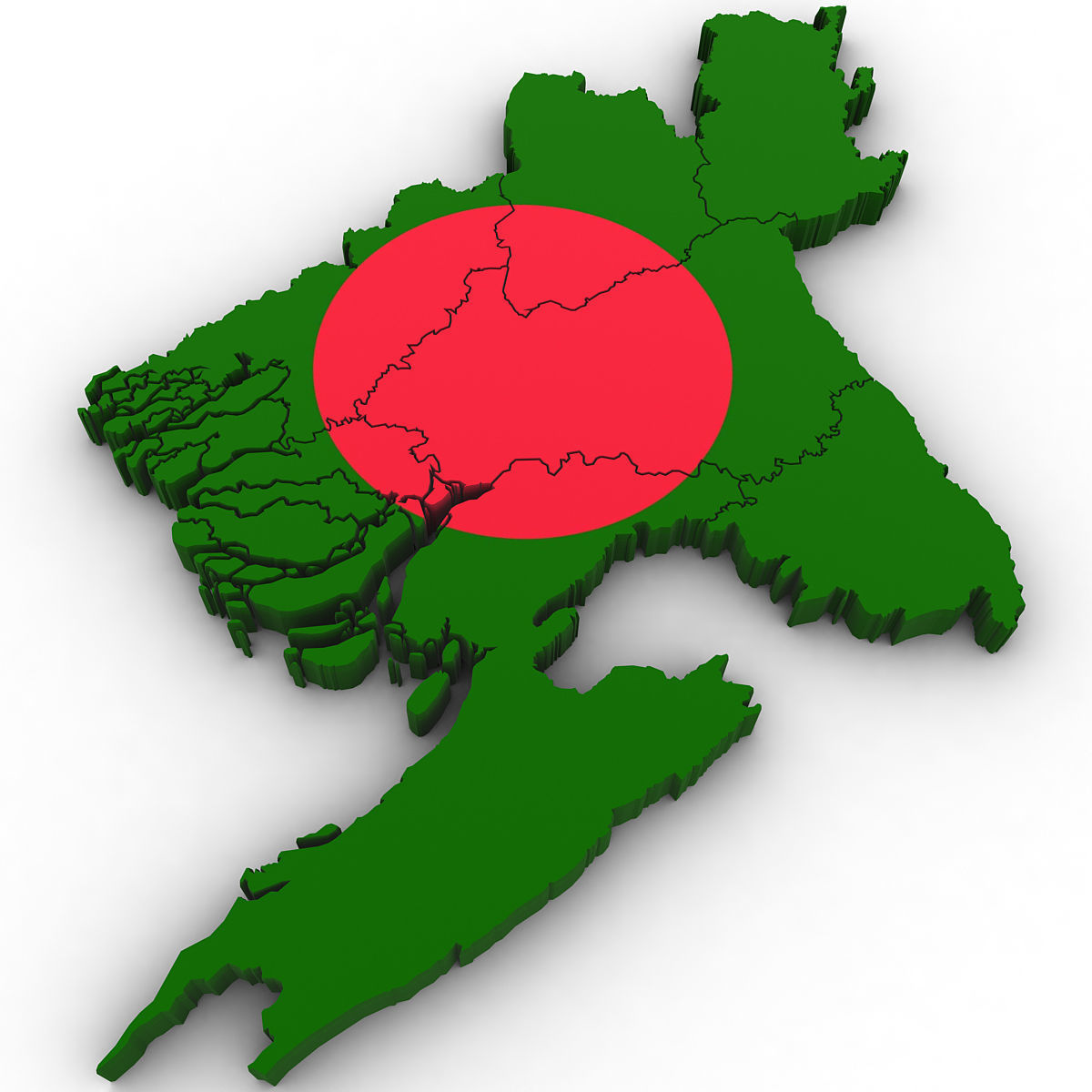 3d Political Map of Bangladesh 3D model_2