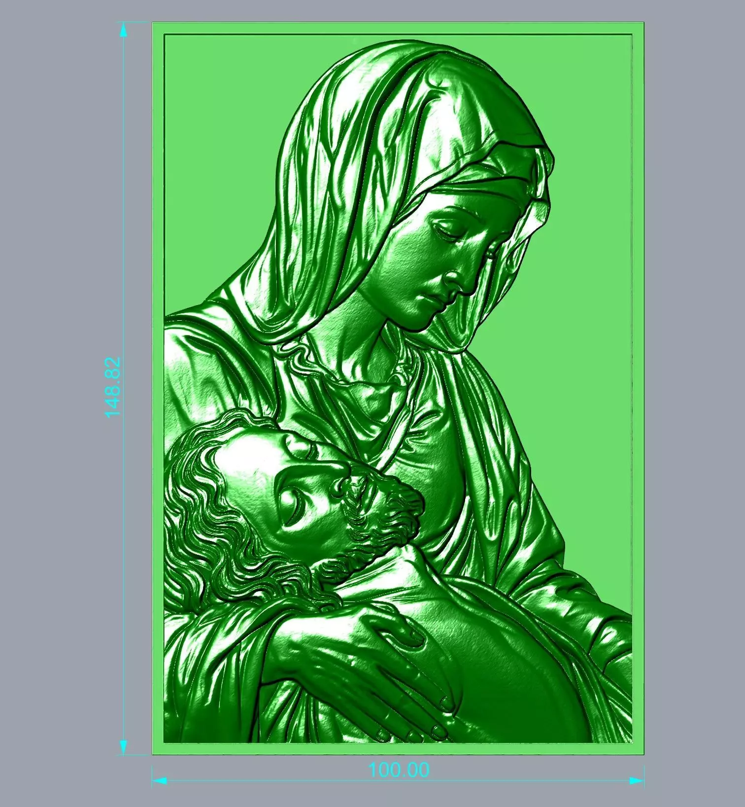 Mary and Jesus Relief 3D print model_3