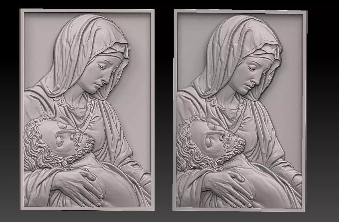 Mary and Jesus Relief 3D print model_1
