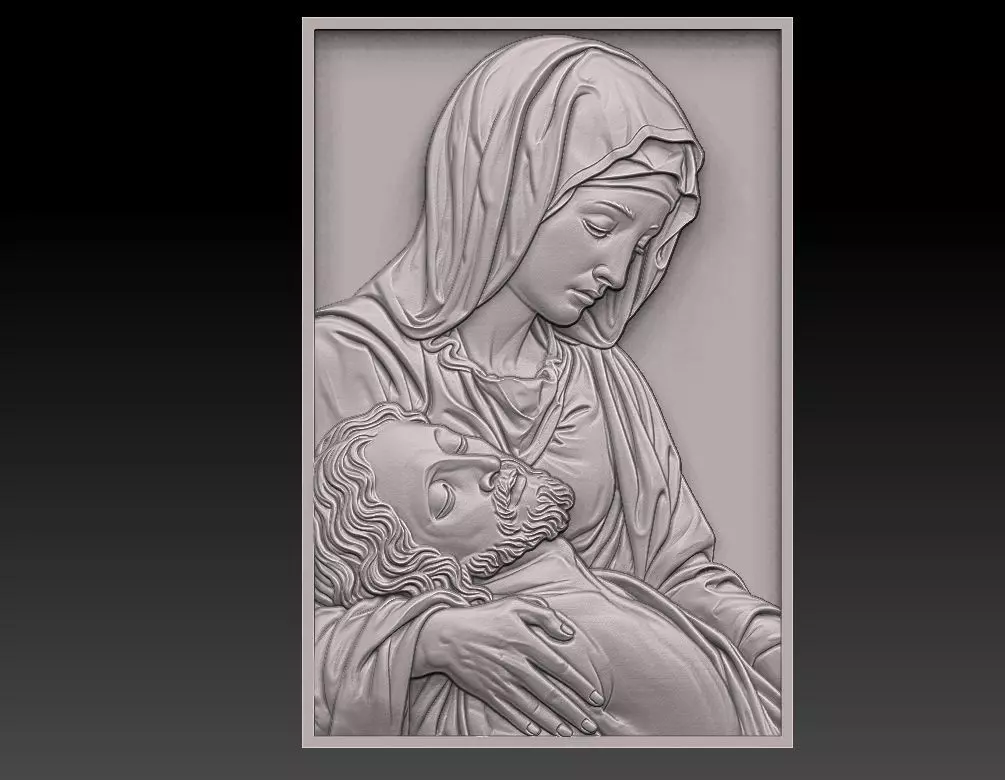 Mary and Jesus Relief 3D print model_0