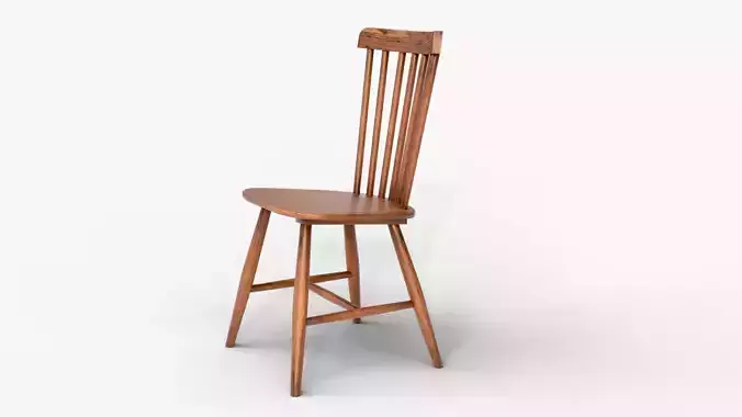 Classic Wooden Dining Chair 3D Model  Realistic with High Poly