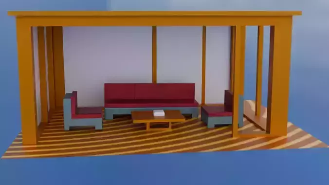 comtemporary lounge pavilion-fully furnished 3d model