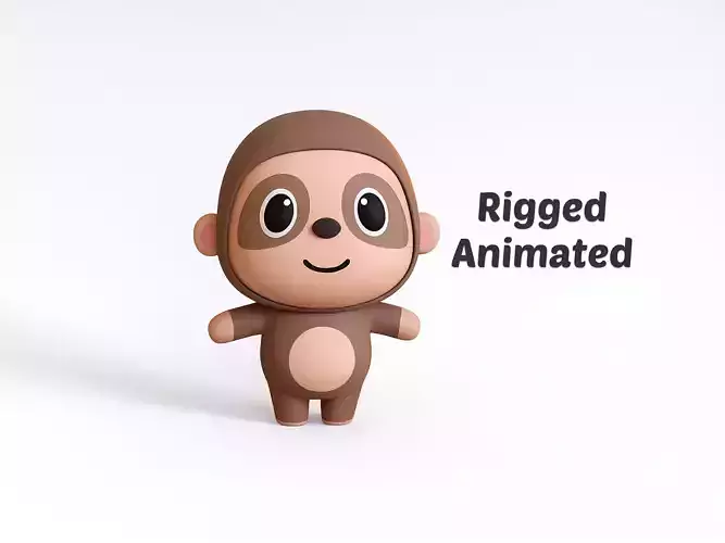 Cartoon Sloth - Chubby Animal Rigged
