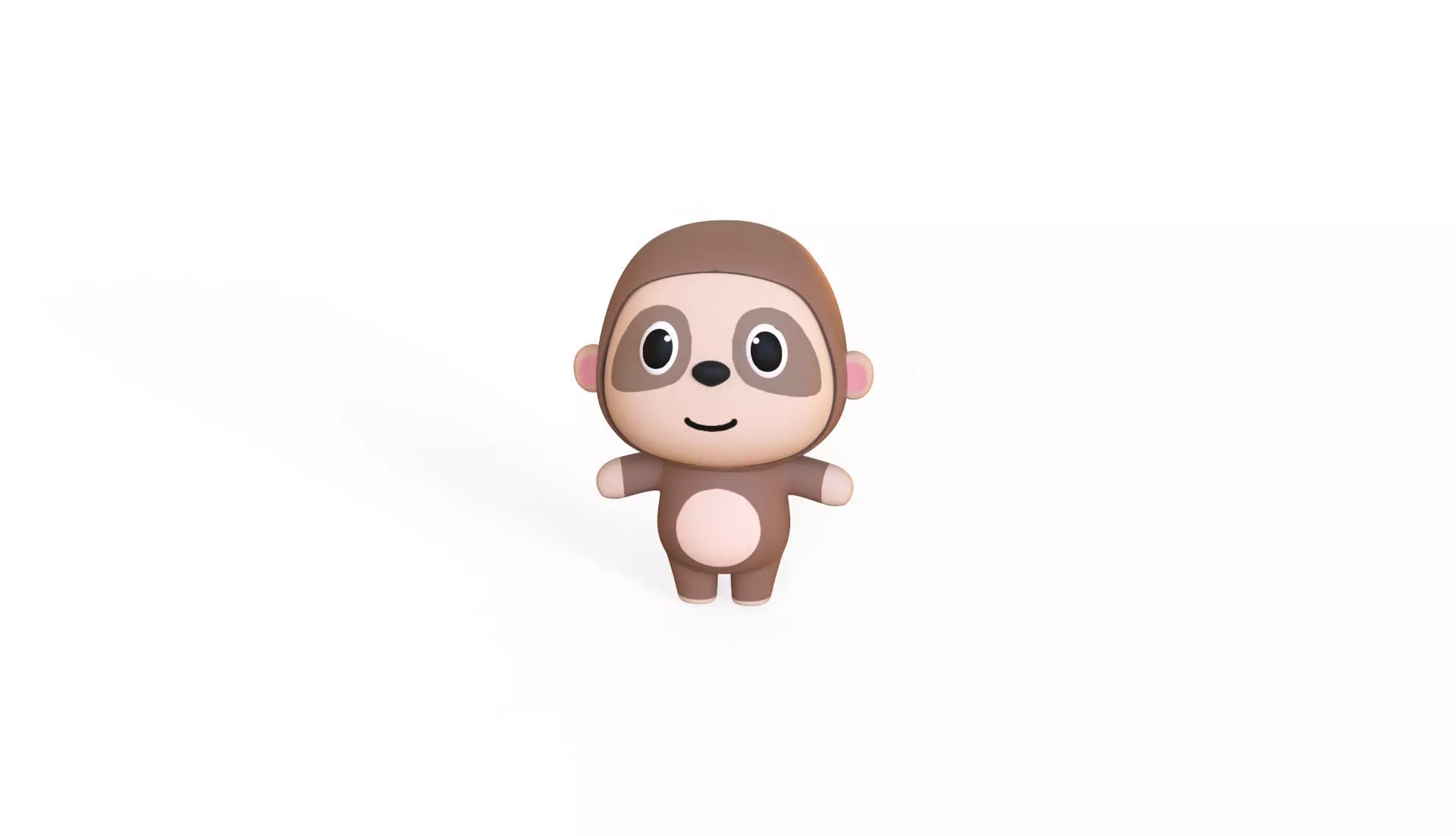 Cartoon Sloth - Chubby Animal Rigged Low-poly 3D model_7