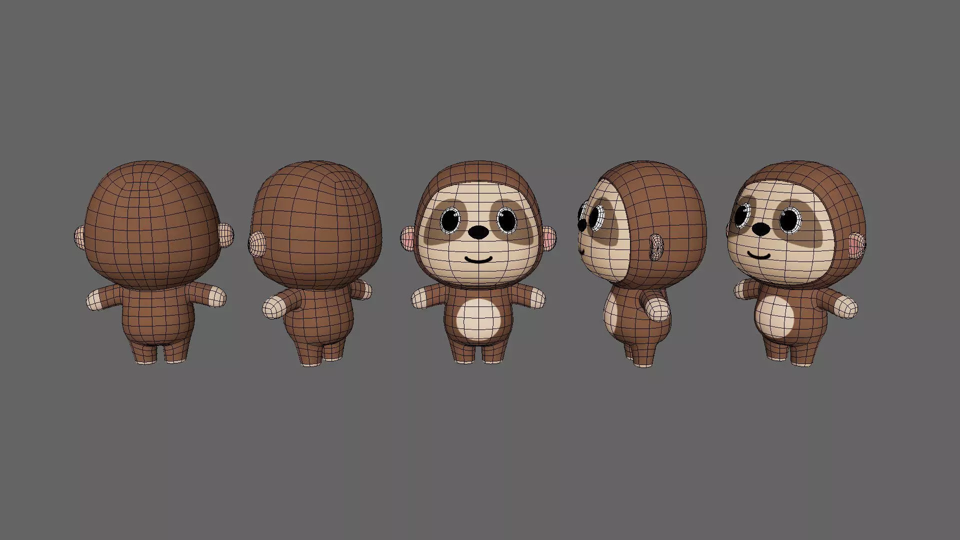 Cartoon Sloth - Chubby Animal Rigged Low-poly 3D model_9