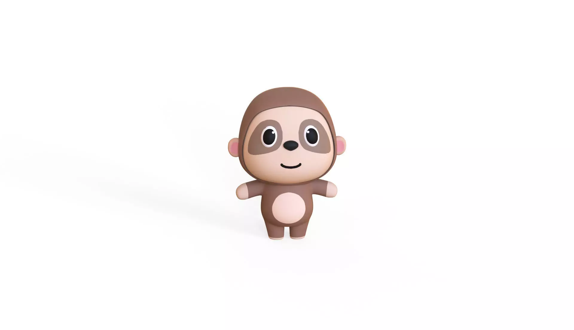 Cartoon Sloth - Chubby Animal Rigged Low-poly 3D model_2