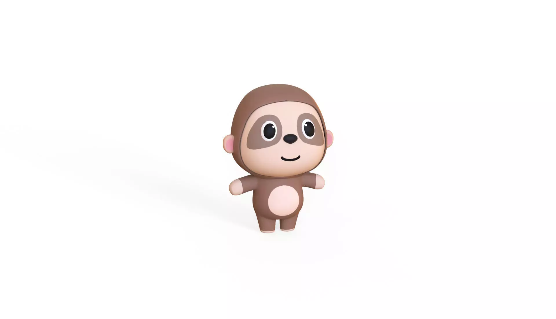 Cartoon Sloth - Chubby Animal Rigged Low-poly 3D model_3
