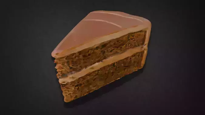 Realistic Slice of Chocolate Cake Model