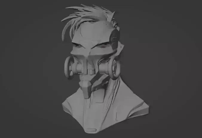 Cyber On Bust  Futuristic Sci-Fi Character 3D Model for Printing