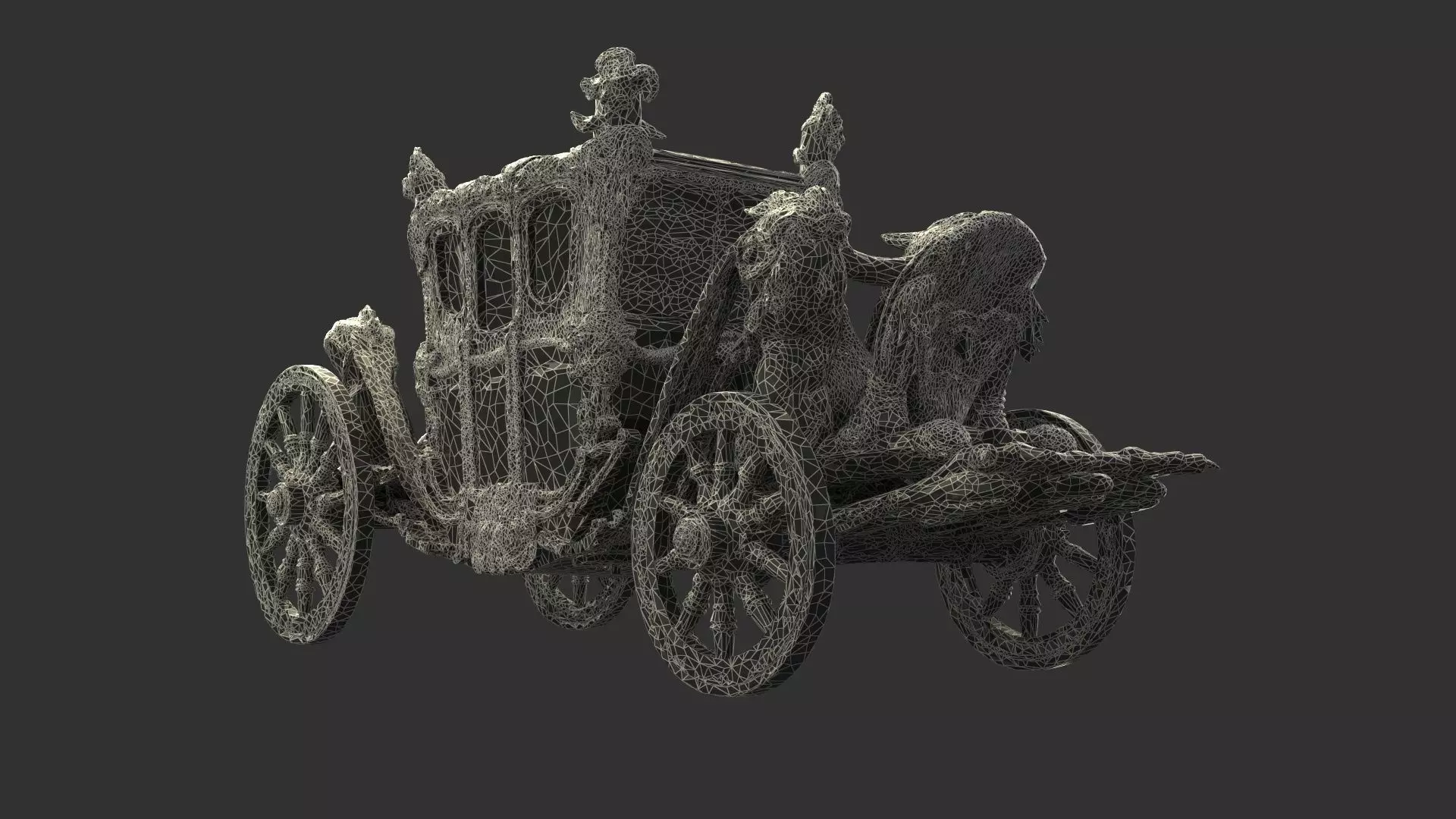 Chinese golden carriage   Low-poly 3D model_7