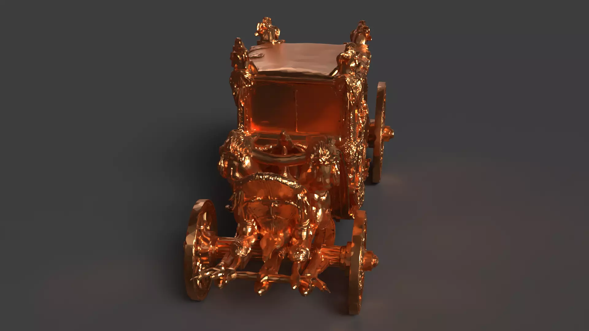 Chinese golden carriage   Low-poly 3D model_4