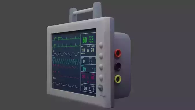 Low Poly ECG Patient Monitor Stylized Medical Equipment 3D Model Low-poly 3D model