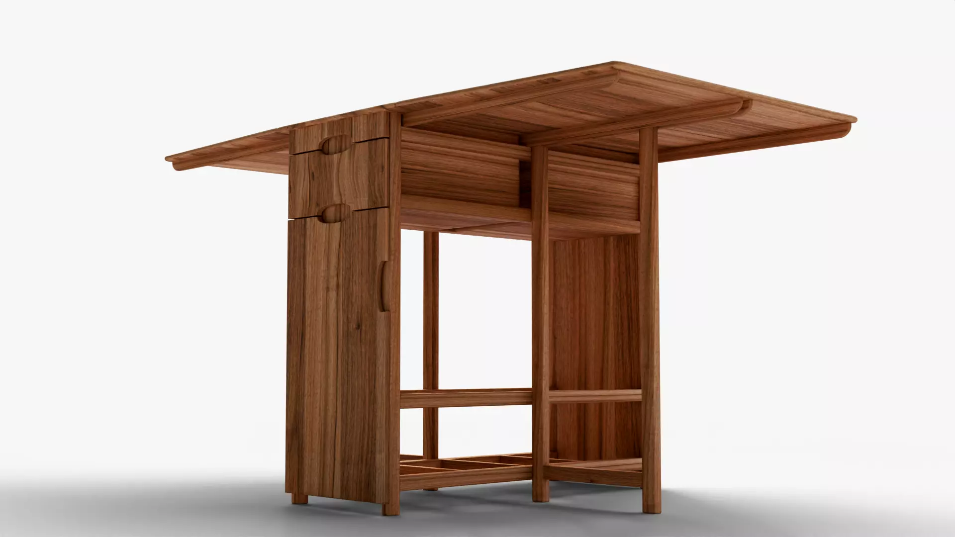 Realistic Wooden Dining Table and High Poly  Low-poly 3D model_12