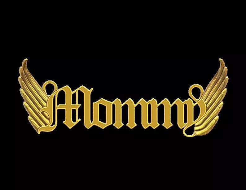 Wings Mommy Name pendant 3D print model