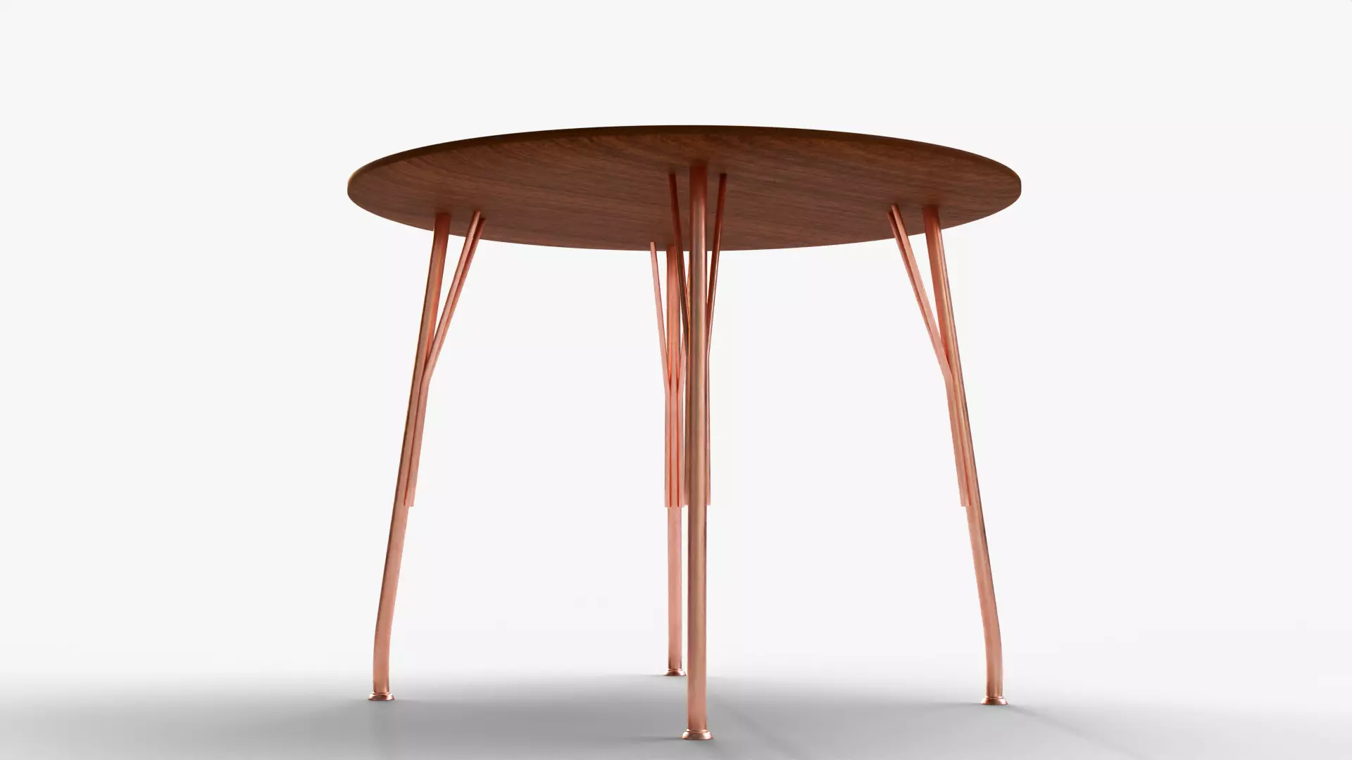 Modern Round Table 3D Model  Sleek Metal Legs  Wooden Top Low-poly 3D model_2