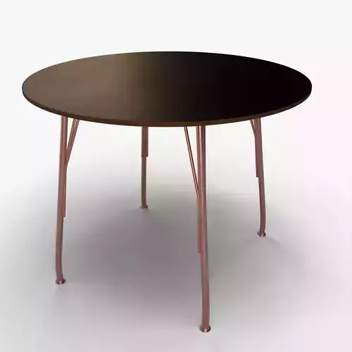 Modern Round Table 3D Model  Sleek Metal Legs  Wooden Top 3D model