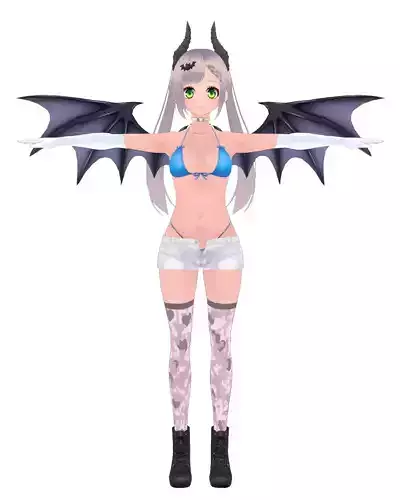 Succubus Anime Girl - Bat Wing Demon Character