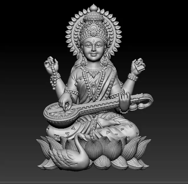 7 pis SARASWATI 3D MODEL  3D print model_21