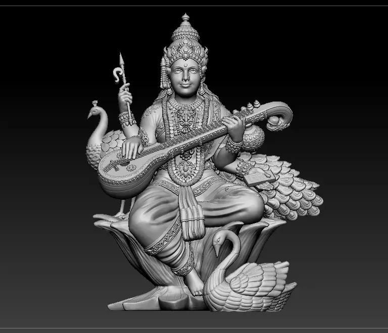 7 pis SARASWATI 3D MODEL  3D print model_18