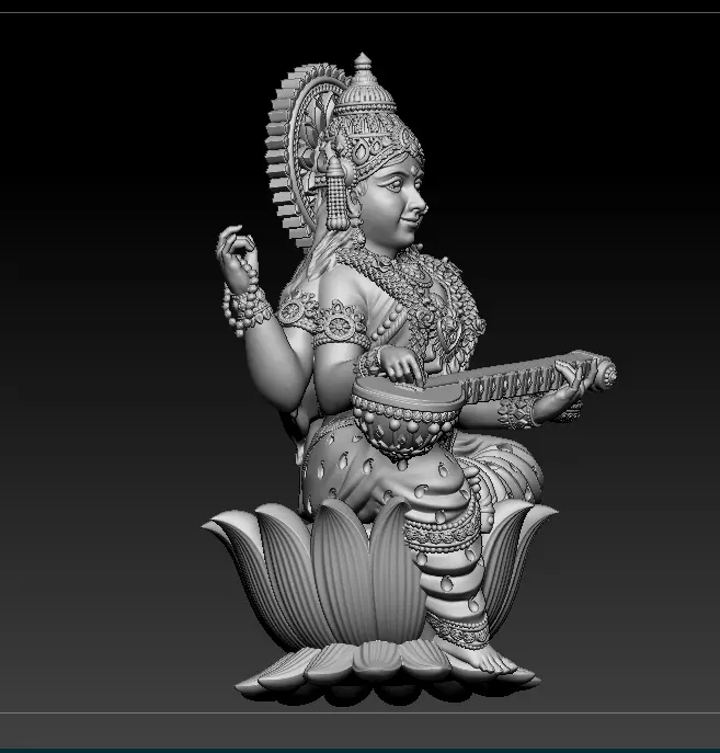 7 pis SARASWATI 3D MODEL  3D print model_12