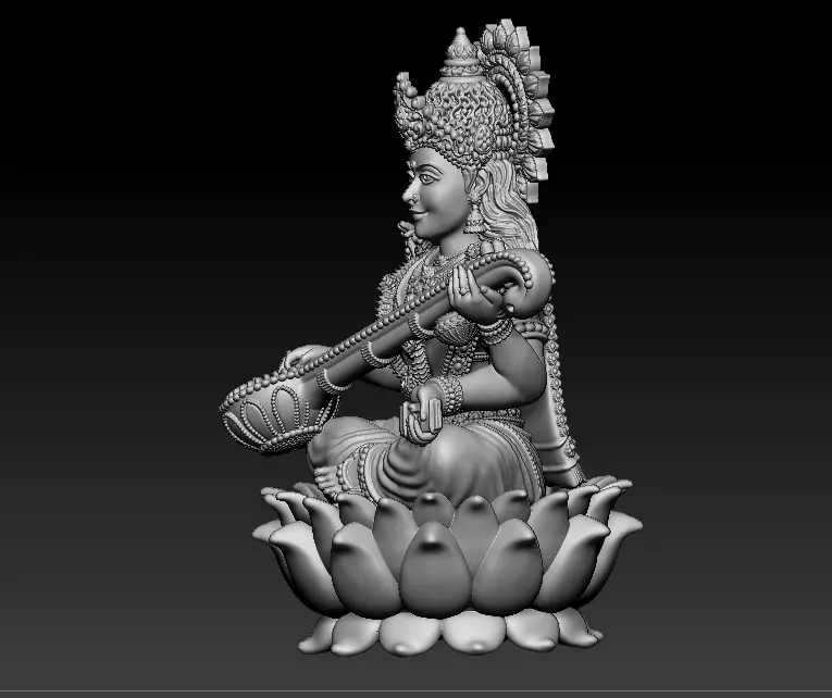 7 pis SARASWATI 3D MODEL  3D print model_6
