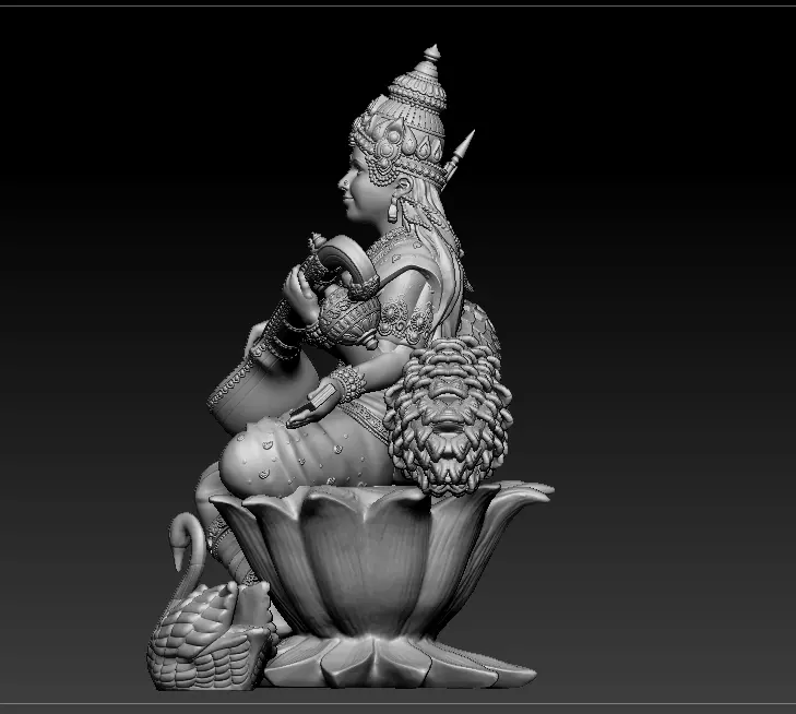 7 pis SARASWATI 3D MODEL  3D print model_20