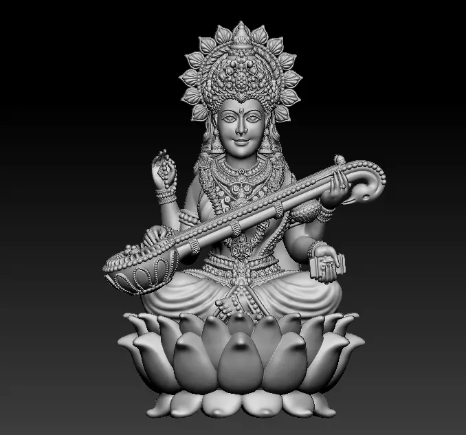 7 pis SARASWATI 3D MODEL  3D print model_5