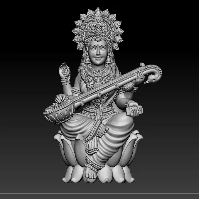 7 pis SARASWATI 3D MODEL  3D print model_8
