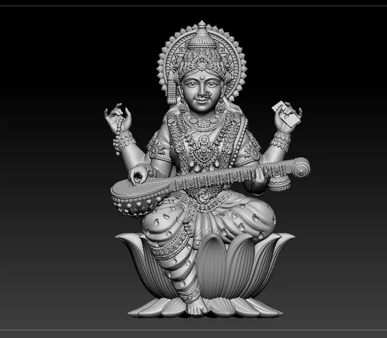 7 pis SARASWATI 3D MODEL  3D print model_11